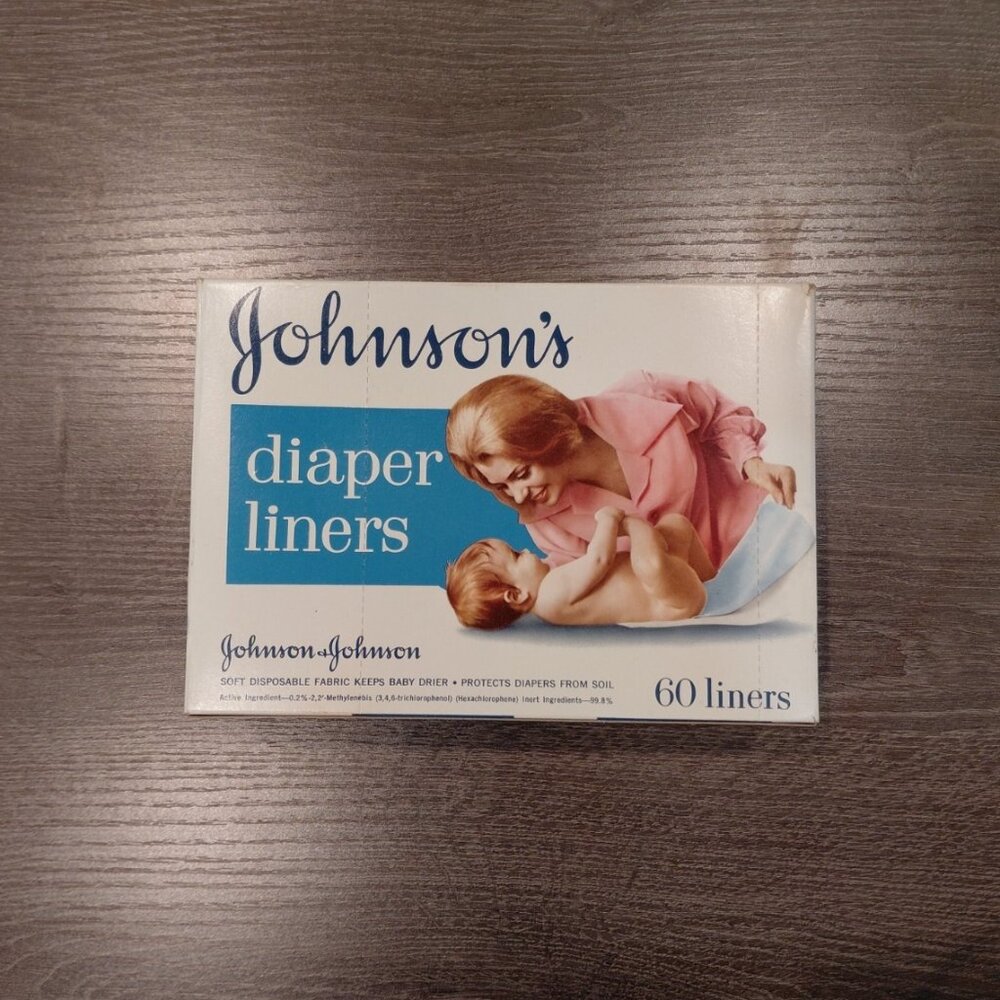 Vintage 70s Johnson's Diaper Liners 60 Count Box Sealed Discontinued Deadstock